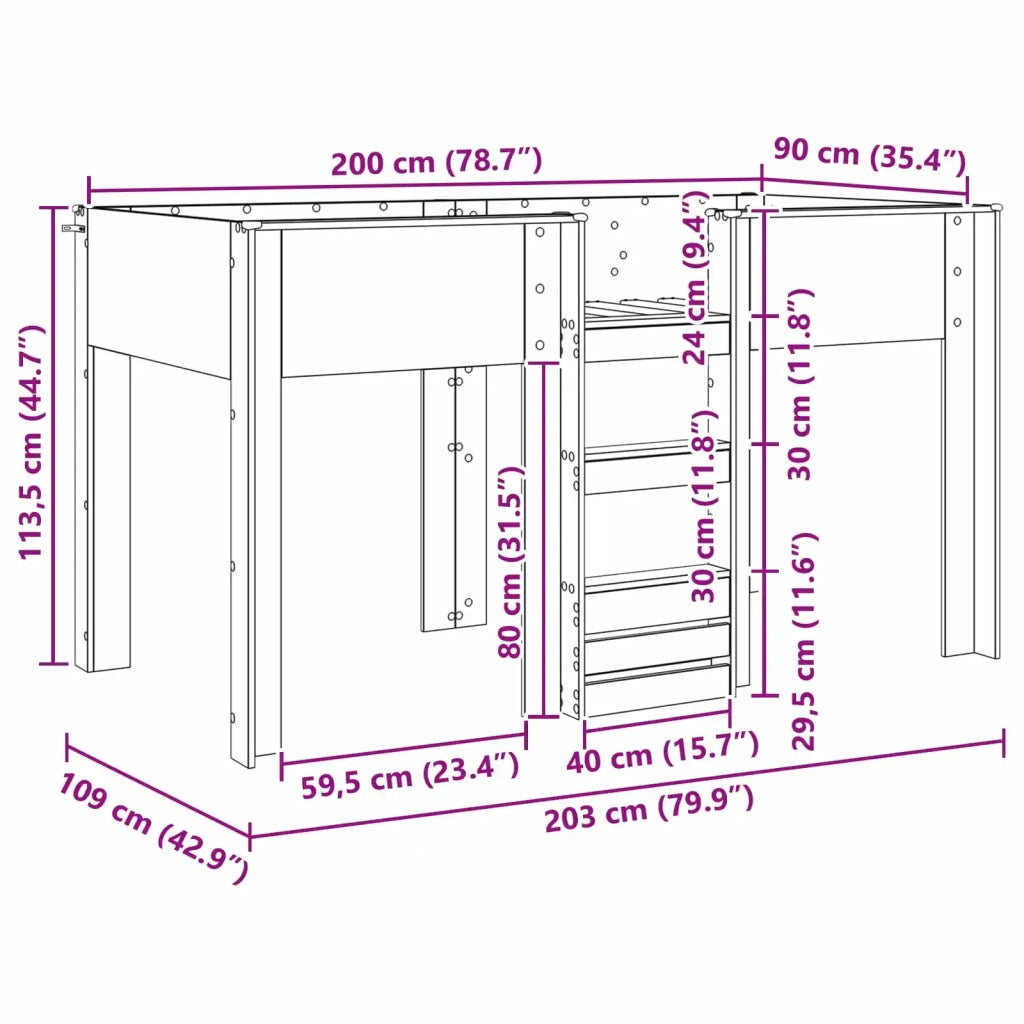 Letto a Castello per Bambini Grigio Sonoma 90 x 200 cm 3410496