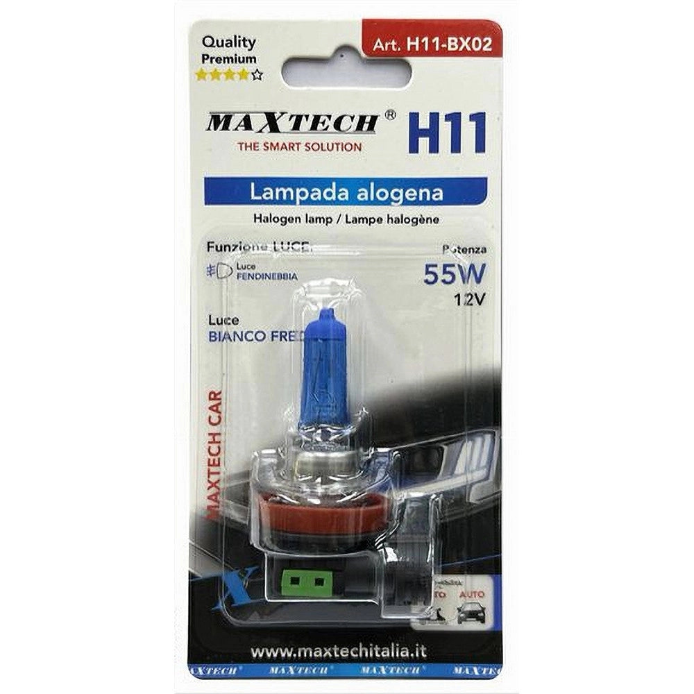 Trade Shop - Lampadina Alogena H11 Luce Fendinebbia Bianco Freddo Auto Moto 12v 55 W H11-bx02 -