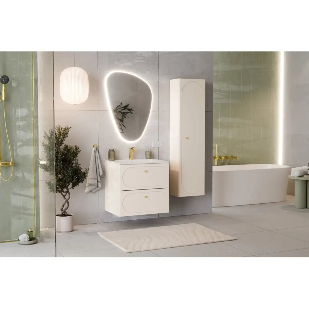 Mobile sottolavabo TORNADO 60 cm – 2 cassetti – Finitura sabbia – Stile contemporaneo