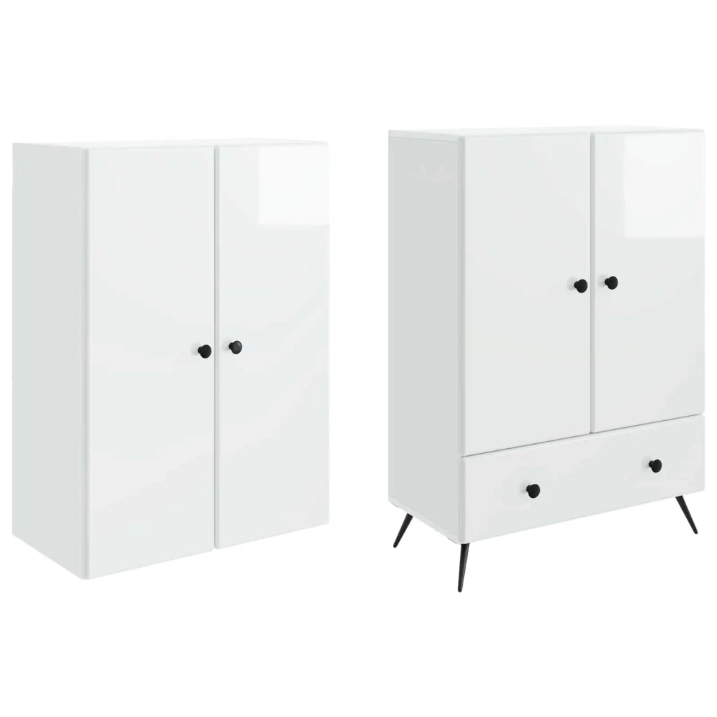 Set di armadi 2 pcs Bianco Lucido Legno ingegnerizzato