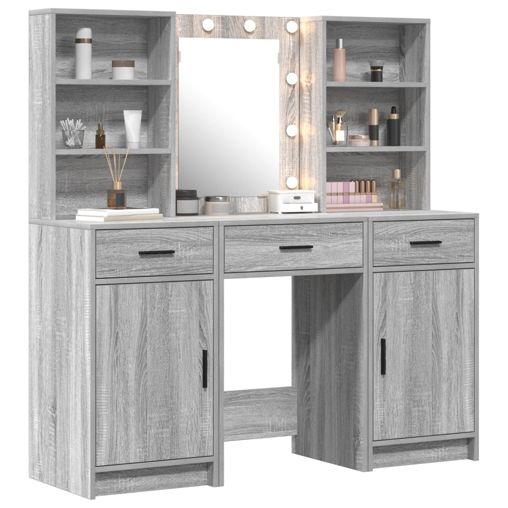 Set scrittoio a 3 pezzi  Grigio in legno ingegnerizzato