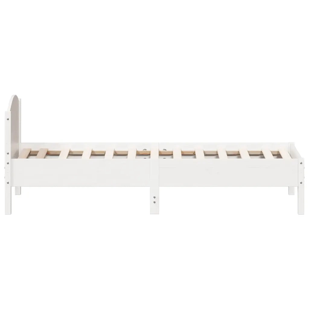 Letto senza Materasso Bianco 75x190 in Legno Massello di Pino