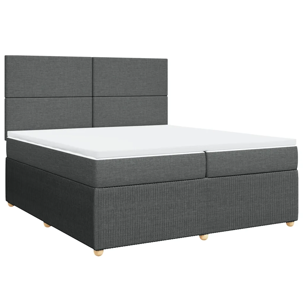 Giroletto a Molle con Materasso Grigio Scuro 200x200 cm Tessuto