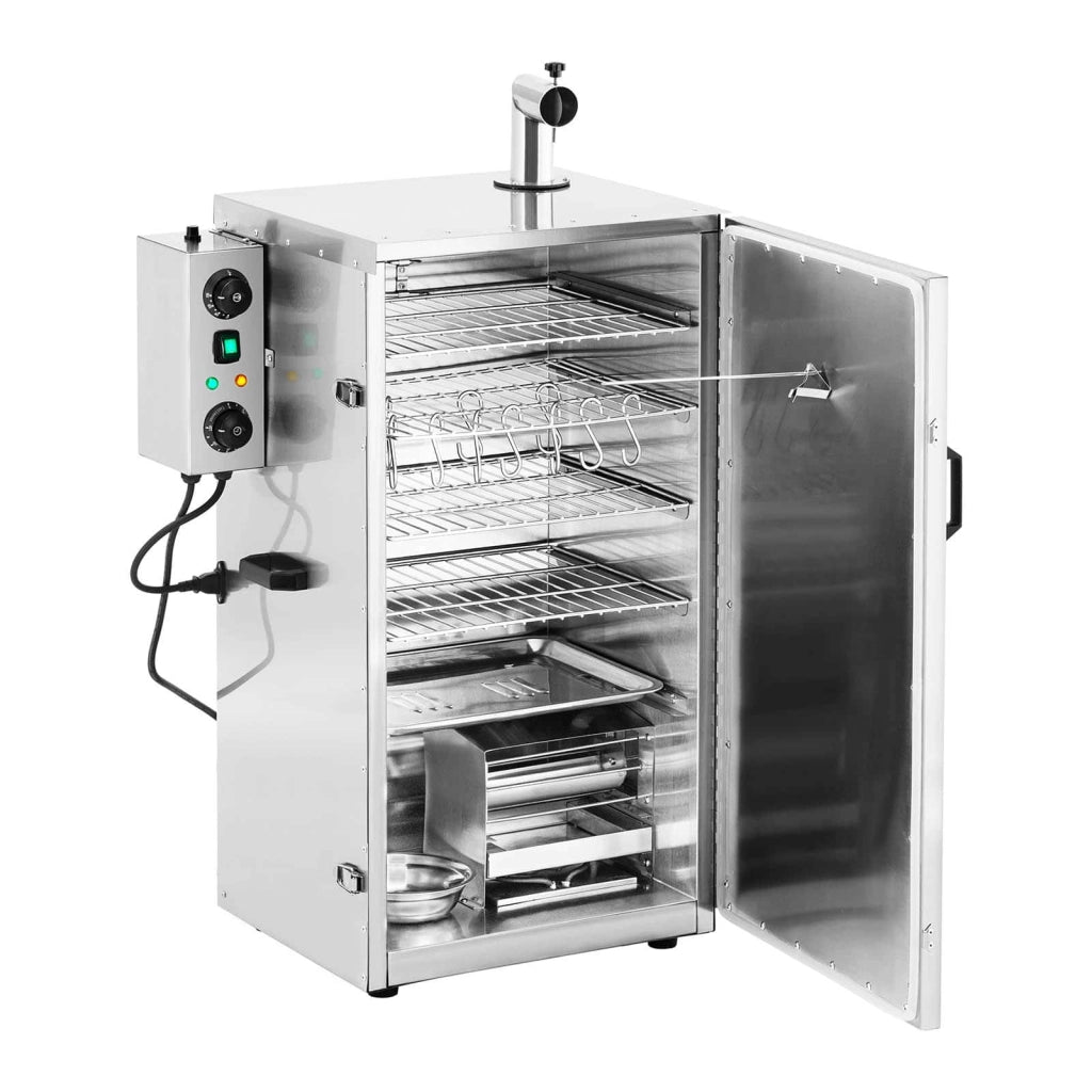 Affumicatore professionale per carne e pesce caldo armadio in acciaio inox volume 105 litri timer 0 - 120 min potenza 1.000 watt materiale acciaio inox 0 - 100 °C 14_0003973