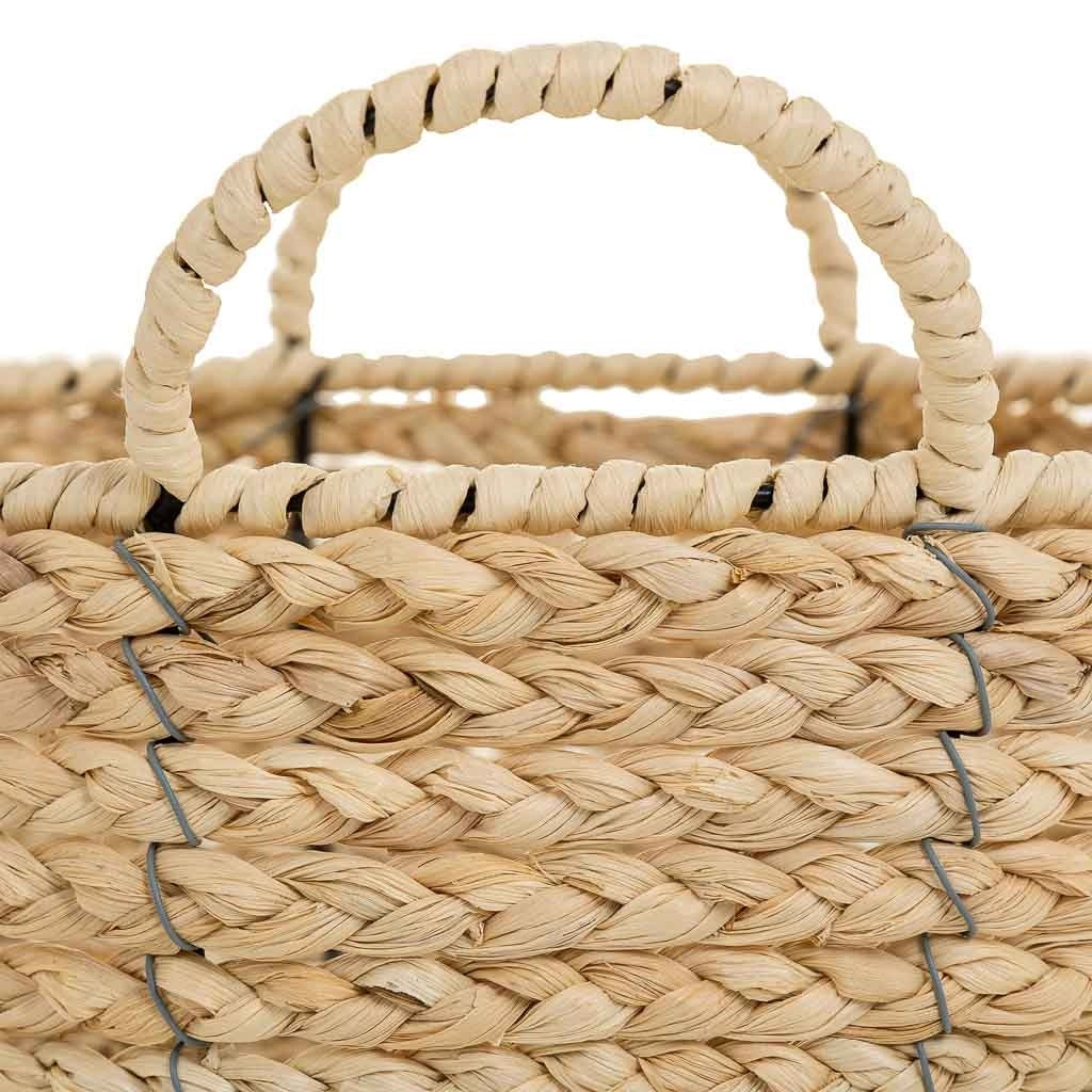 Cesto in fibra naturale e corda in carta marrone d34x17/23h