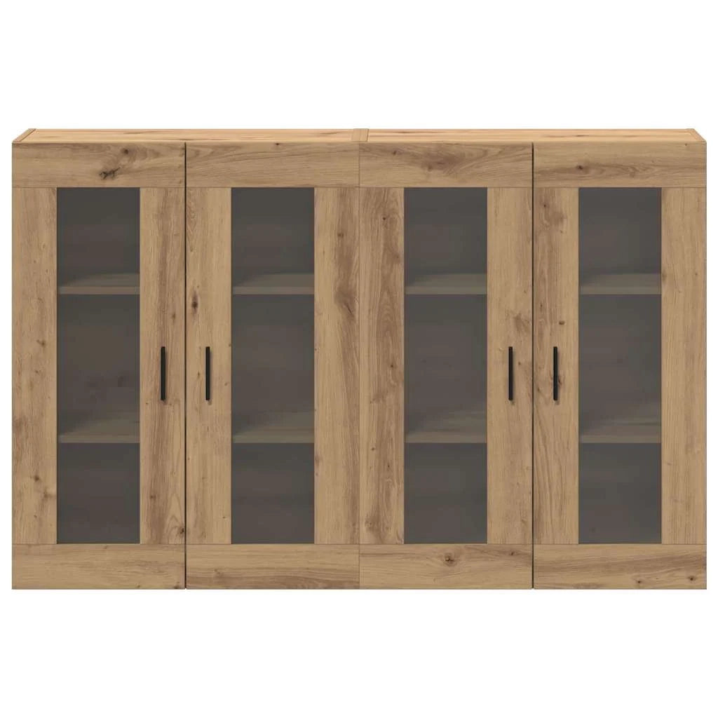 Set di 2 pensili da parete in stile rustico con ampio spazio di archiviazione 69,5 x 34 x 90 cm realizzati in legno di rovere ingegnerizzato finitura artigianale 02_0056065