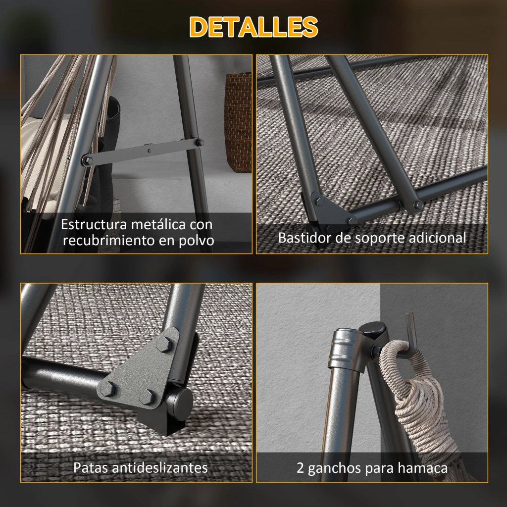 Supporto per Amaca Pieghevole 2 in 1 con Sedia a Dondolo ¨C Zephmum ¨C Struttura in Metallo Nero