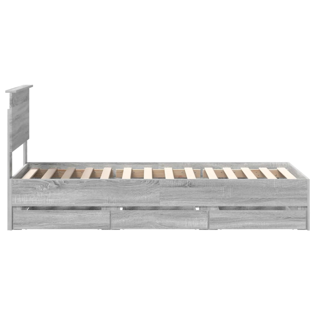 Struttura del letto con cassetto Grigio Sonoma 75 x 190 cm