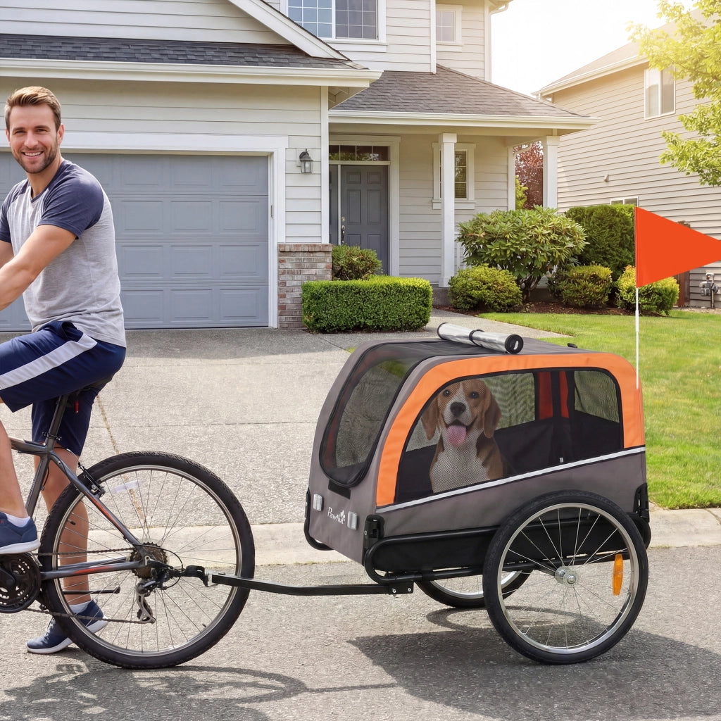 Trasportino per Cani Pieghevole per Bicicletta con Riflettori ¨C zephmum ¨C Arancione