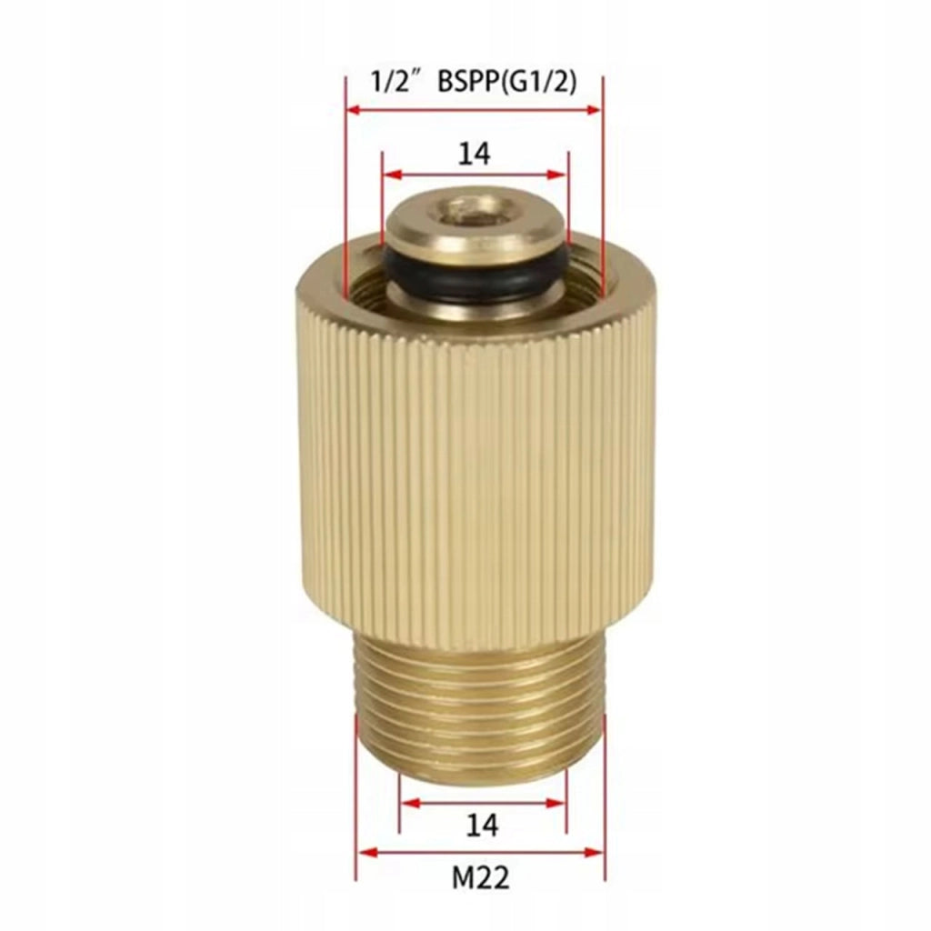 Adattatore Riduzione in Ottone M22-G1/2 BSP – Compatibile con Idropulitrici Karcher, Nilfisk
