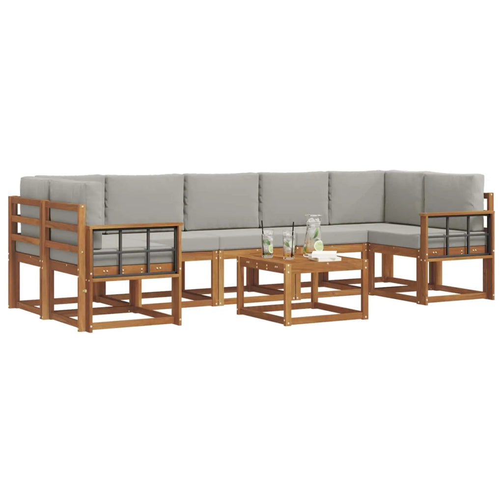 Set di divani da esterno 8 pcs Grigio Naturale e Chiaro 3366159