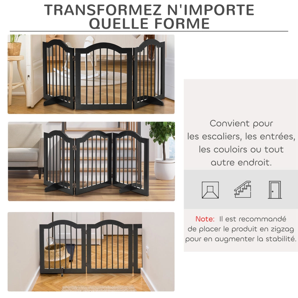 Barriera per animali domestici modulare e pieghevole ¨C zephmum ¨C MDF legno massello nero 154.5x61 cm
