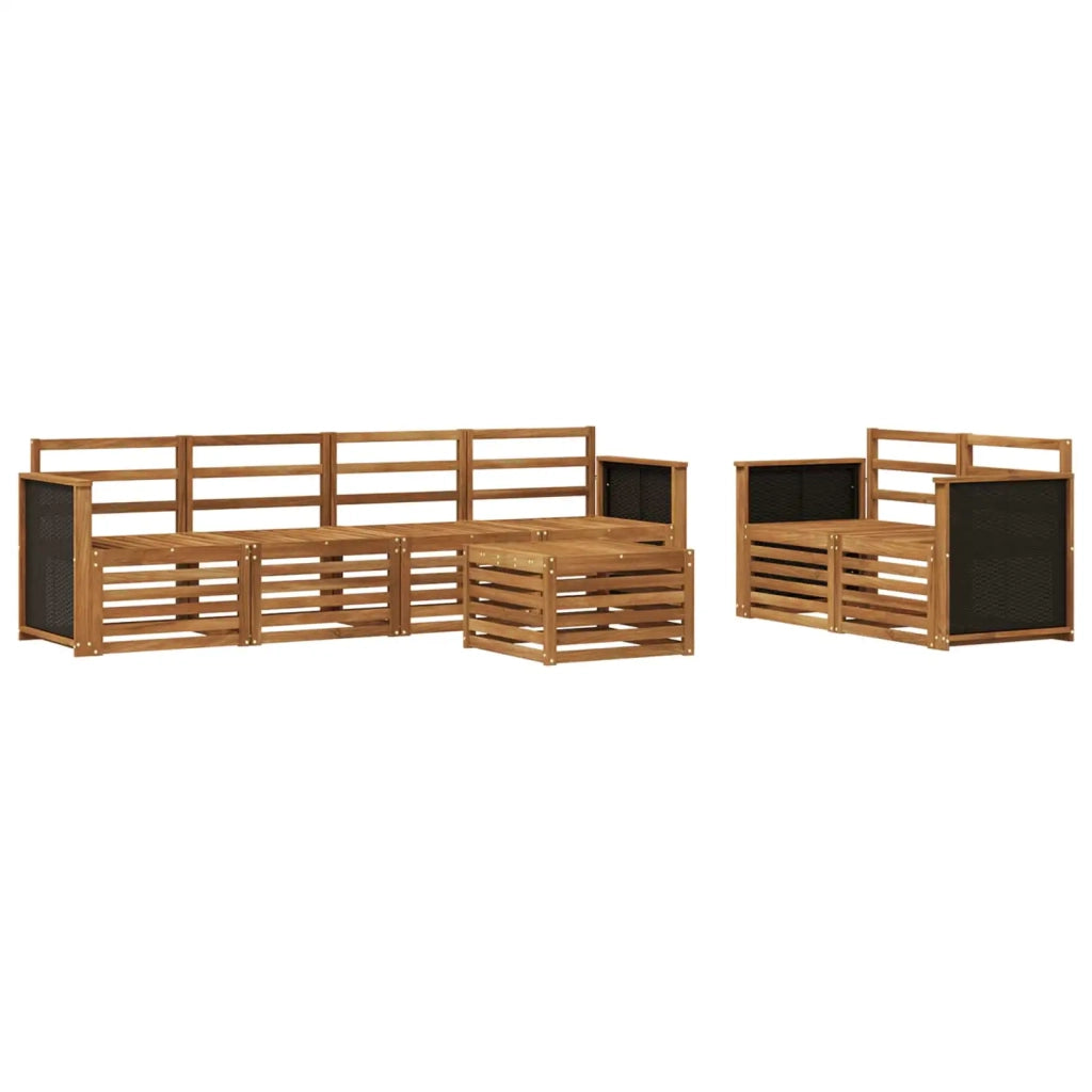 Set di divani da esterno 7 pz Naturale Legno di Acacia Massello 3384040