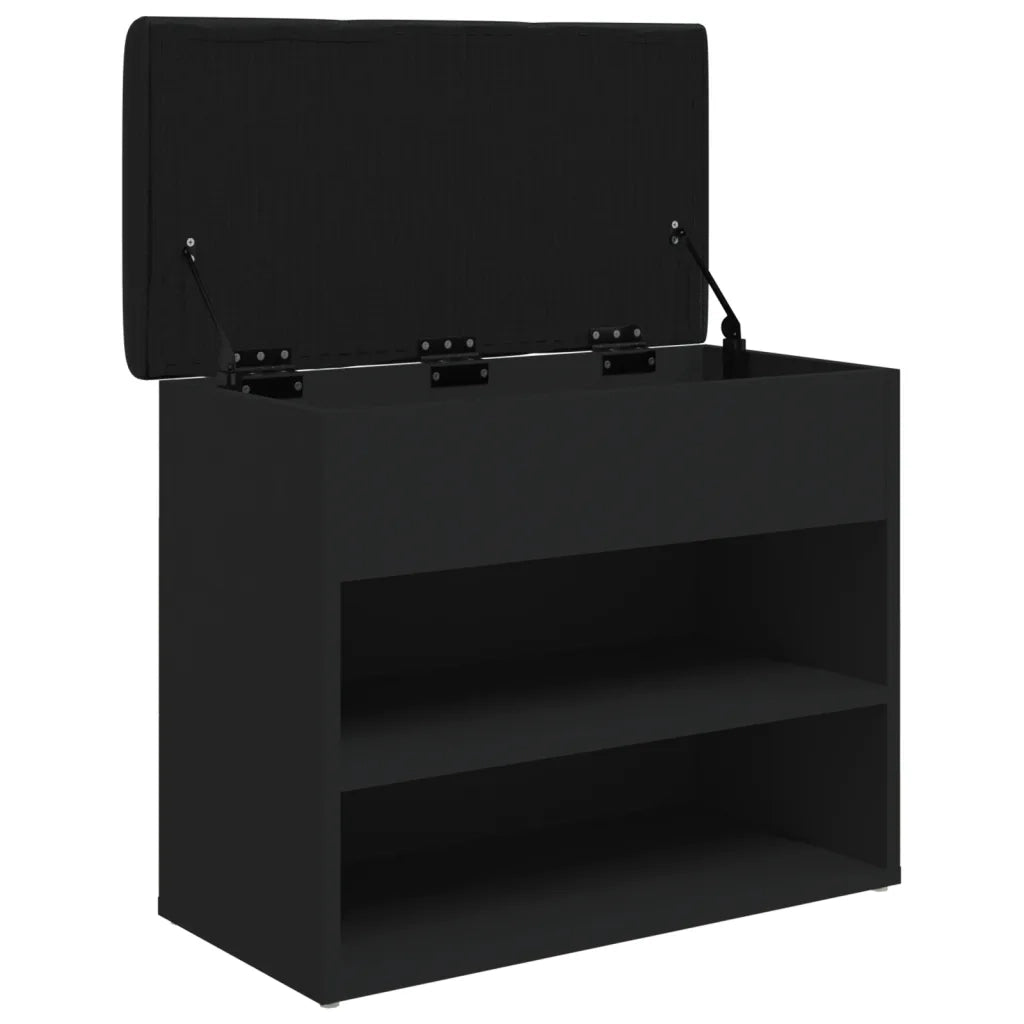 Panca Porta Scarpe-Sgabello-Panca Scarpiera Nera 62x32x50 cm in Legno Multistrato