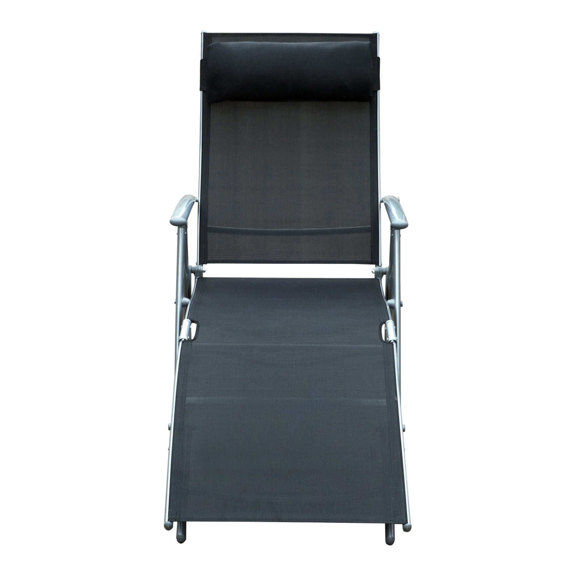 Sdraio Prendisole Relax Reclinabile Pieghevole in Metallo 137x63.5x100.5 cm Nero