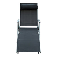 Sdraio Prendisole Relax Reclinabile Pieghevole in Metallo 137x63.5x100.5 cm Nero