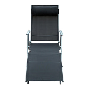 Sdraio Prendisole Relax Reclinabile Pieghevole in Metallo 137x63.5x100.5 cm Nero