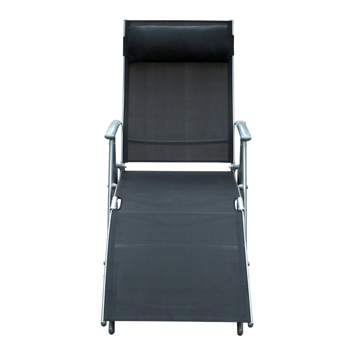 Sdraio Prendisole Relax Reclinabile Pieghevole in Metallo 137x63.5x100.5 cm Nero