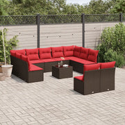 Set Divani da Giardino 12 pz con Cuscini Marrone in Polyrattan 3218364