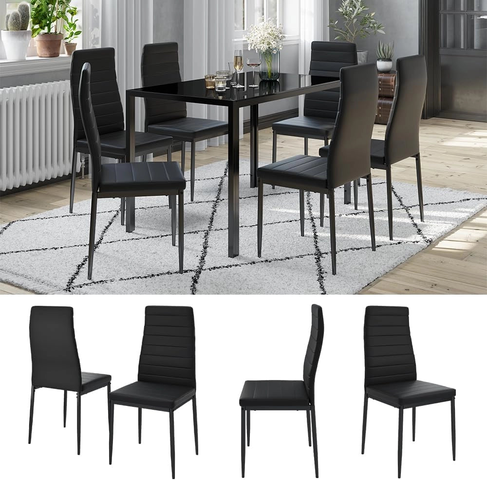 sedie Grand, Nero, 42.5 x 48 cm Set di 6, per l’utilizzo come set da pranzo in cucina o sala da pranzo