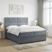 Letto Box Spring LED con Materasso Grigio Scuro 200 x 200 cm 3456132