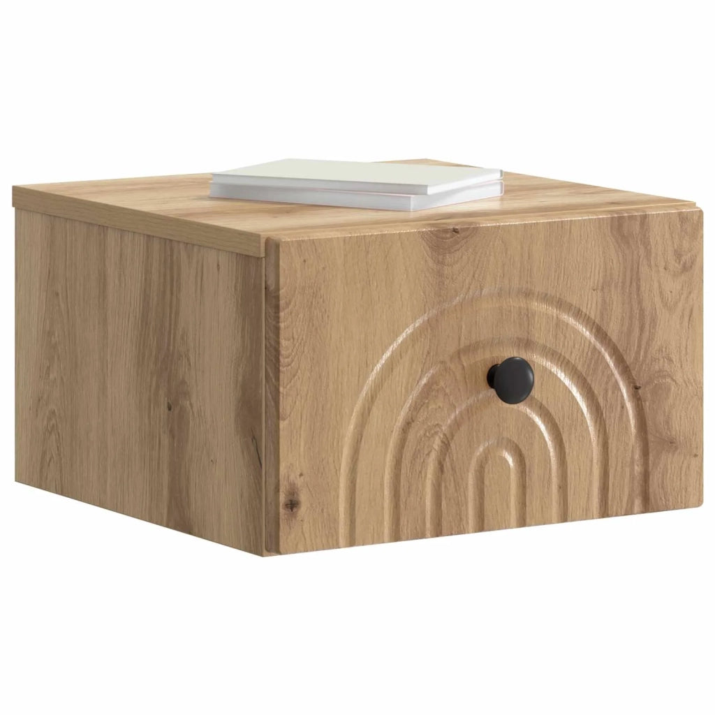 Mobiletto da notte a muro con cassetto 2 pcs Rovere Artigianale 898104