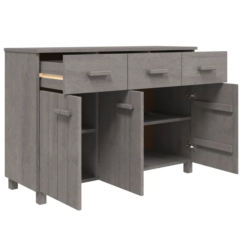Credenza | Madia | Buffet da pranzo | Armadio da pranzo HAMAR Grigio Chiaro 113x40x80cm Legno Massello di Pino