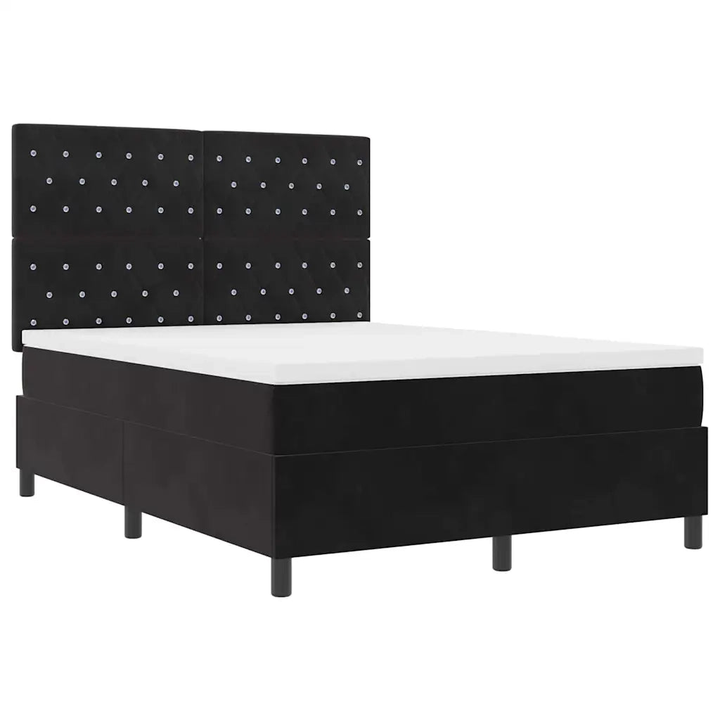 Letto a molle con materasso Nero 160 x 200 cm Tessuto 3339778