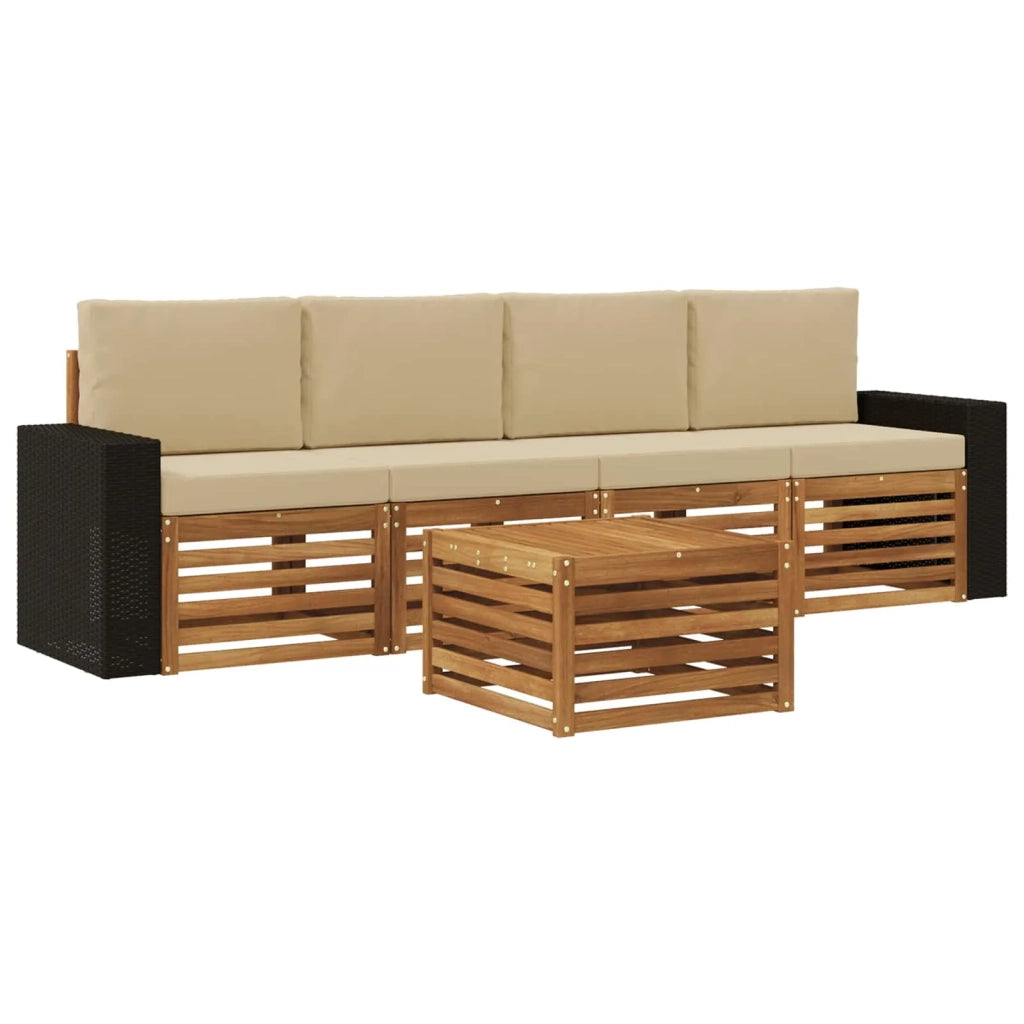 Set di divani da esterno 5 pz Naturale e Beige 3384004