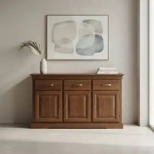 Credenza madia buffet 3 ante bugnate in legno noce mod arcadia