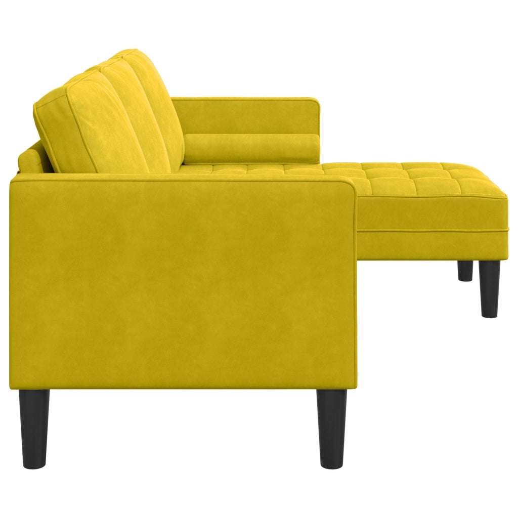 Divano a forma di L Giallo 173x131x67 cm in velluto