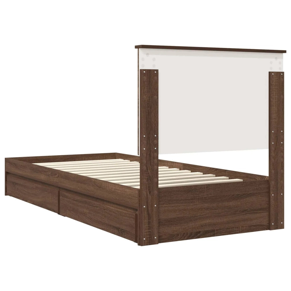 Letto con Contenitore con testiera Rovere Marrone 75 x 190 cm 3409607