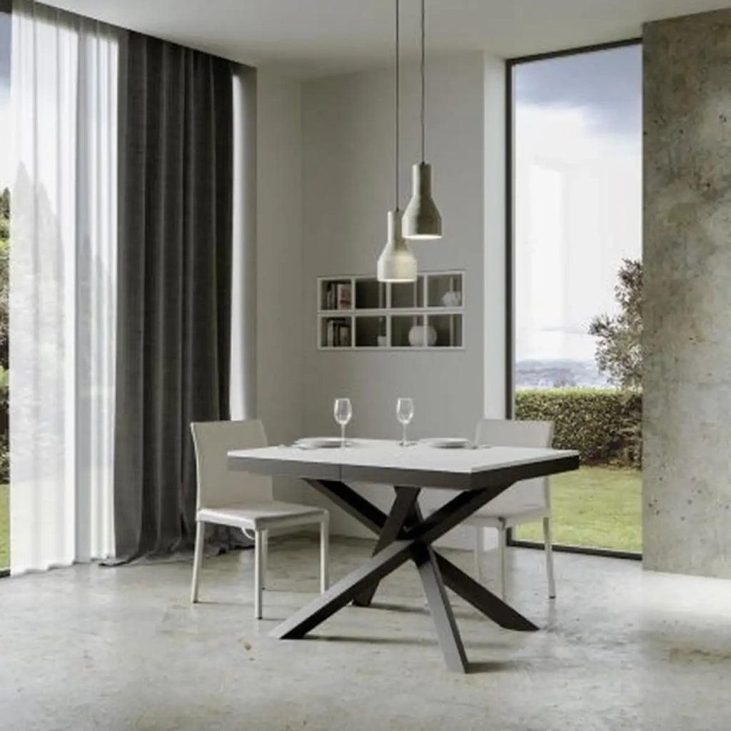 Tavolo allungabile 120/224x90 cm Volantis Evolution colore bianco frassino telaio e gambe antracite