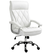 Sedia da ufficio, similpelle, sedia ergonomica da scrivania, girevole con funzione dondolo, regolabile in altezza, bianca