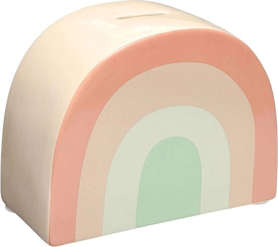 Banca Ceramica Arcobaleno - Decorazione per Giardino Senza Genere - Alternativa alla Cassa di Risparmio - Cassaforte per Bambini