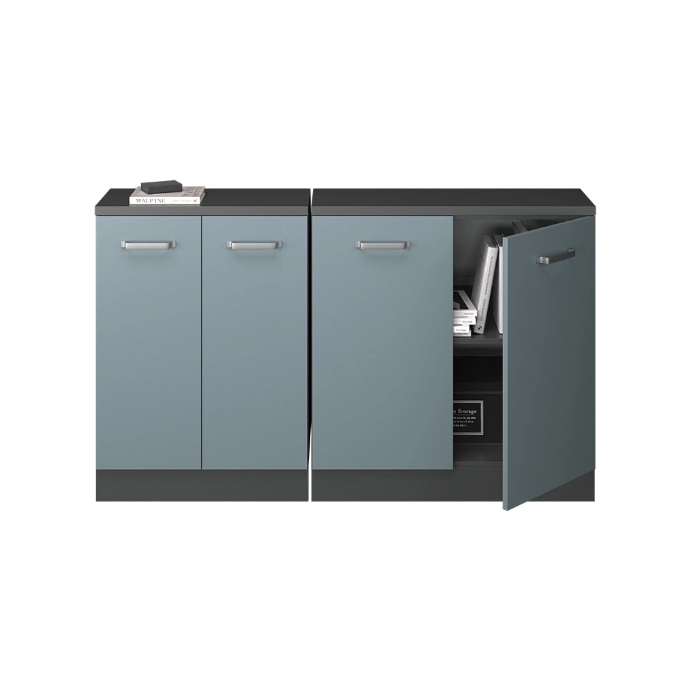 Mobile cucina sottotetto R-Line Grigio-blu/Antracite 140 cm Set di 2 carcasse armadio profondità 60 cm Vicco