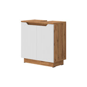 Vicco Mobile sottolavabo per bagno Rovere/bianco a strisce 59.8 x 62.1 cm con 2 porte