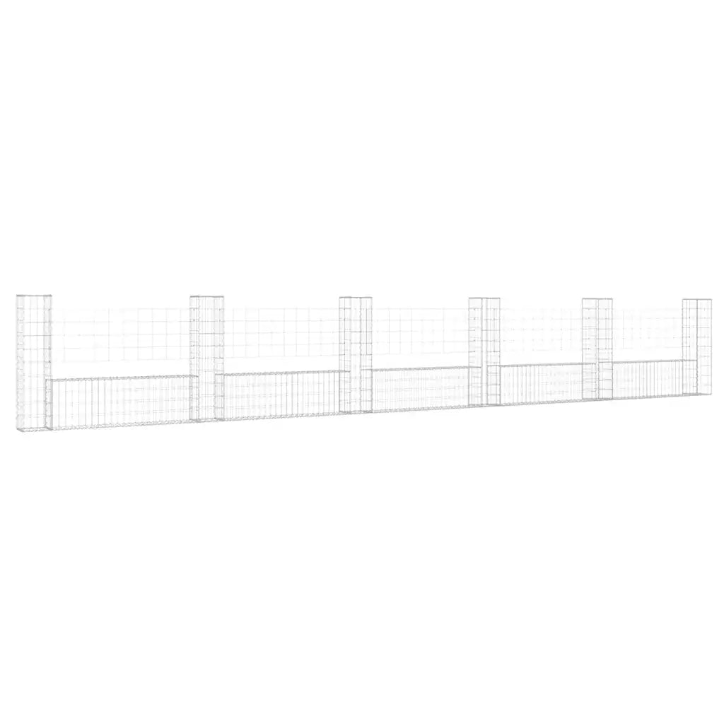 Cesto Gabbione a U con 6 Pali in Ferro 620x20x100 cm 151279