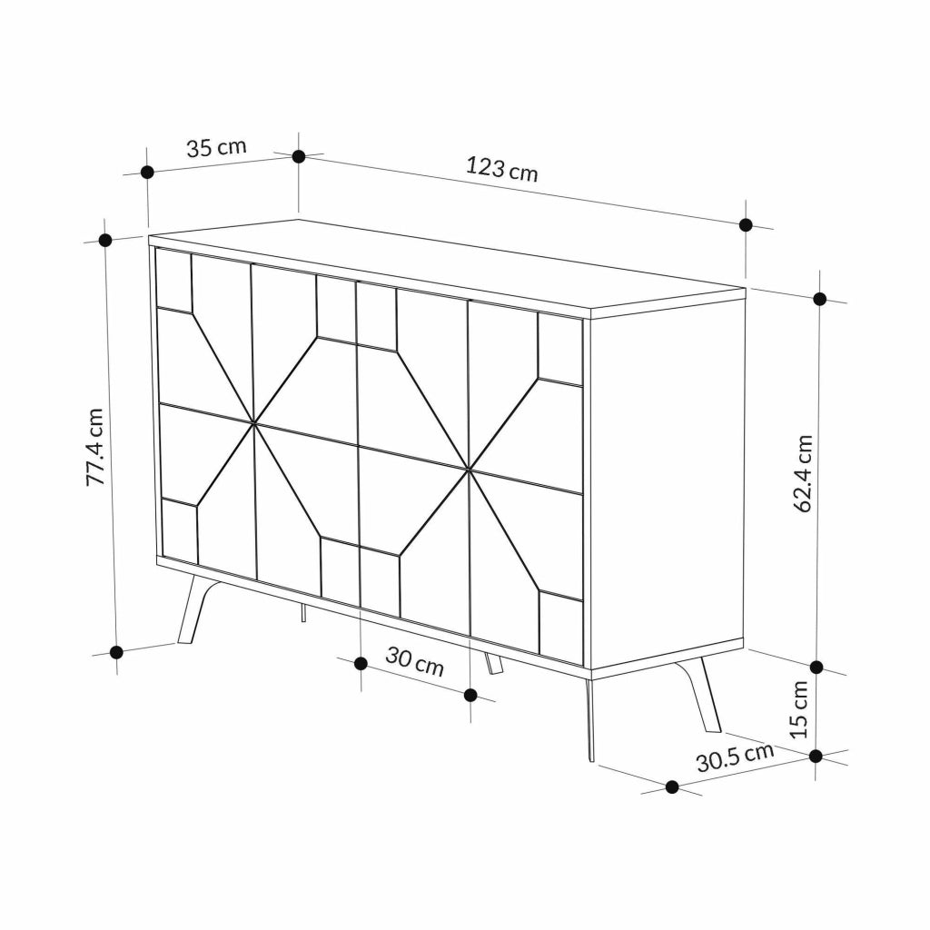 Madia Earl, Credenza 4 Ripiani, 123x35x62h cm Marrone Quercia