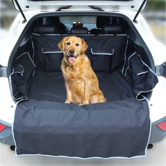 Matte da auto per cani con 4 tasche - Protezione lato e carreggiata - Copertura portabagagli universale per cani impermeabile e resistente ai graffi - Copertura portabagagli per cani