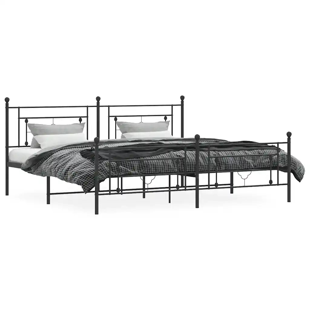 Giroletto con Testiera e Pediera Metallo Nero 193x203 cm 374363