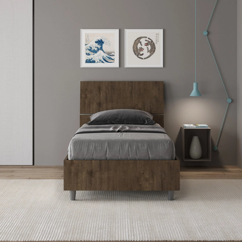 Letto Singolo 80x190 cm testata inclinata Demas - Senza rete,Noce