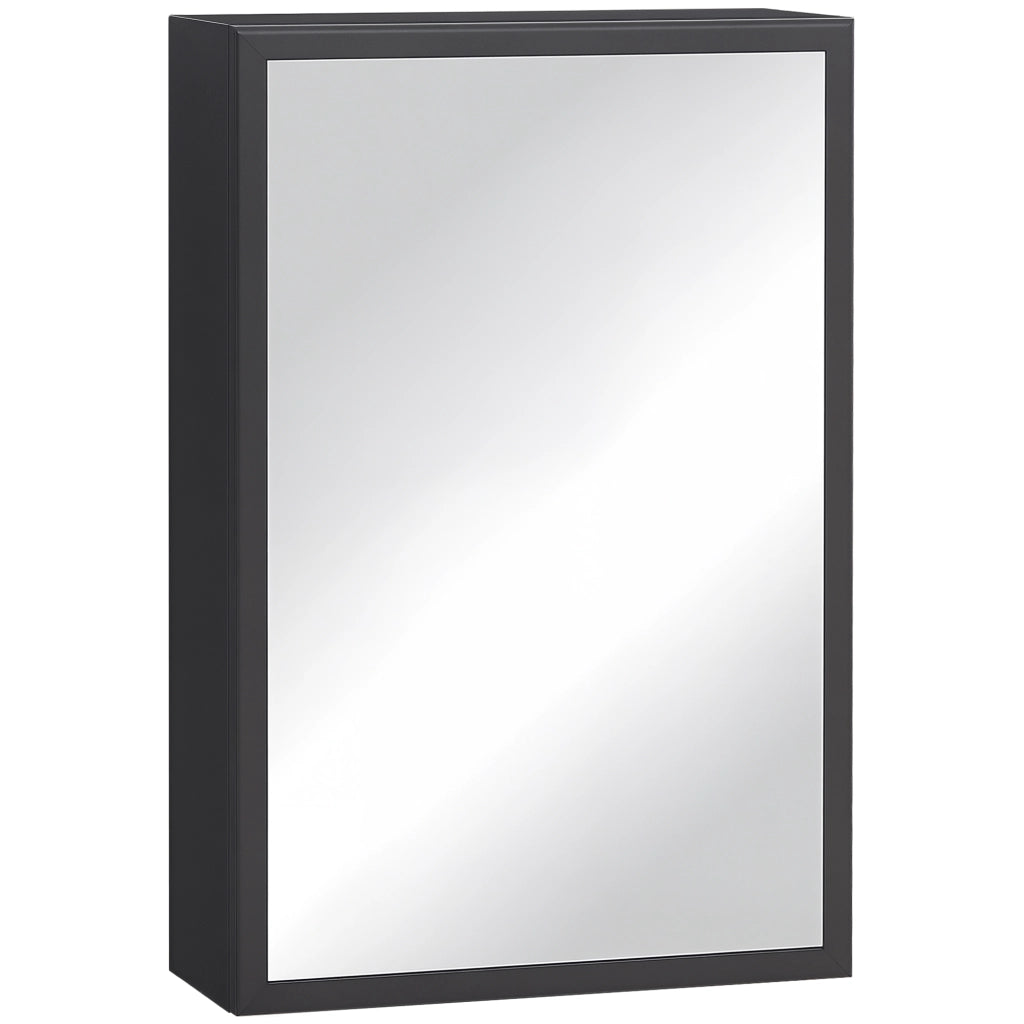 Armadietto specchio da bagno ¨C Xylo ¨C 3 ripiani, acciaio nero, 40x15x60 cm