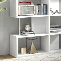Scaffale Libreria ad S 5 Ripiani Design Moderno Soggiorno, Ufficio, Salotto, Legno, Bianco, 120 x 28.6 x 160 cm