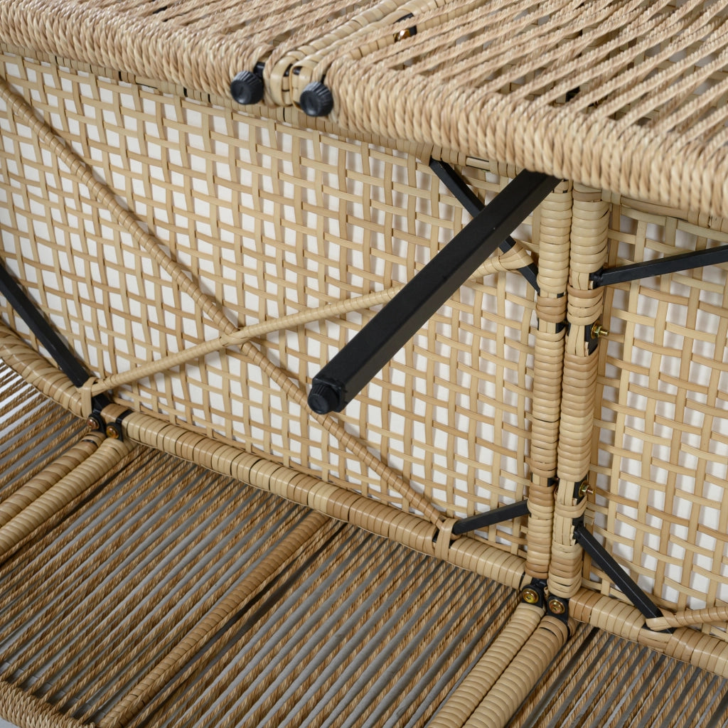 Set da Giardino 4 Pezzi in Polyrattan ¨C Xylo ¨C Divano 3 Posti, 2 Poltrone, Tavolino in Vetro, Cuscini