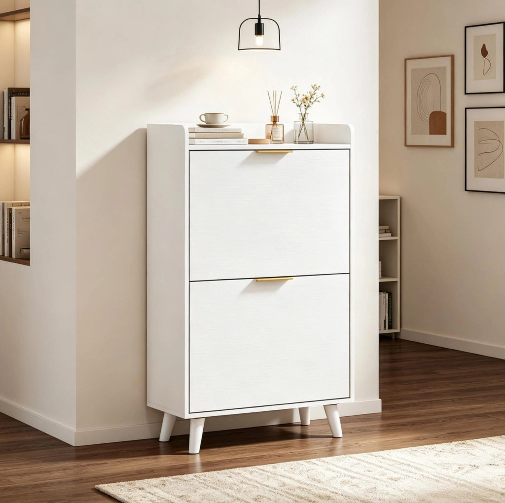 SCARPIERA stretta 70x30x120 cm bianca con 2 ribalte