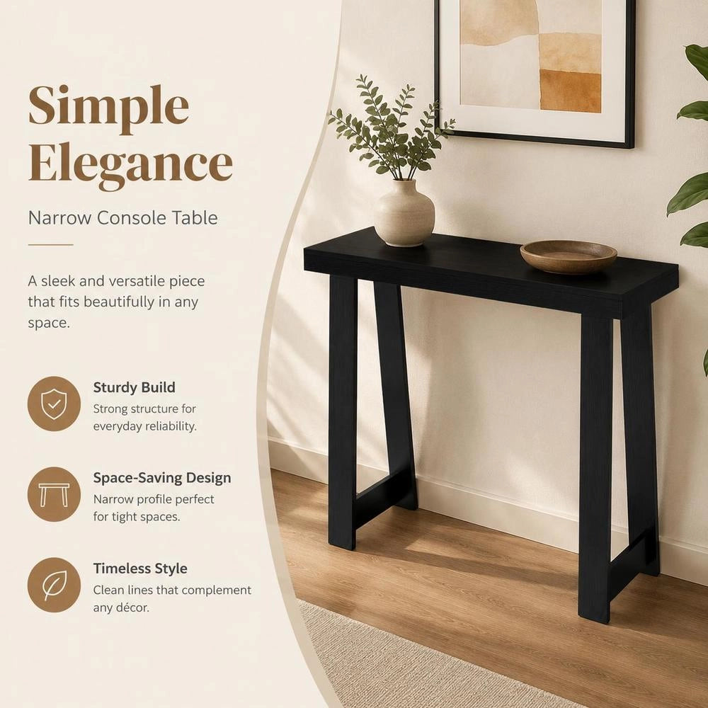 Modern Console Table For Entryway, Black Narrow Sofa Table With Multi-Layer Board, Rectangular Side Table For Living Room Bedroom Hallway, 91.5x30.5x81 Cm