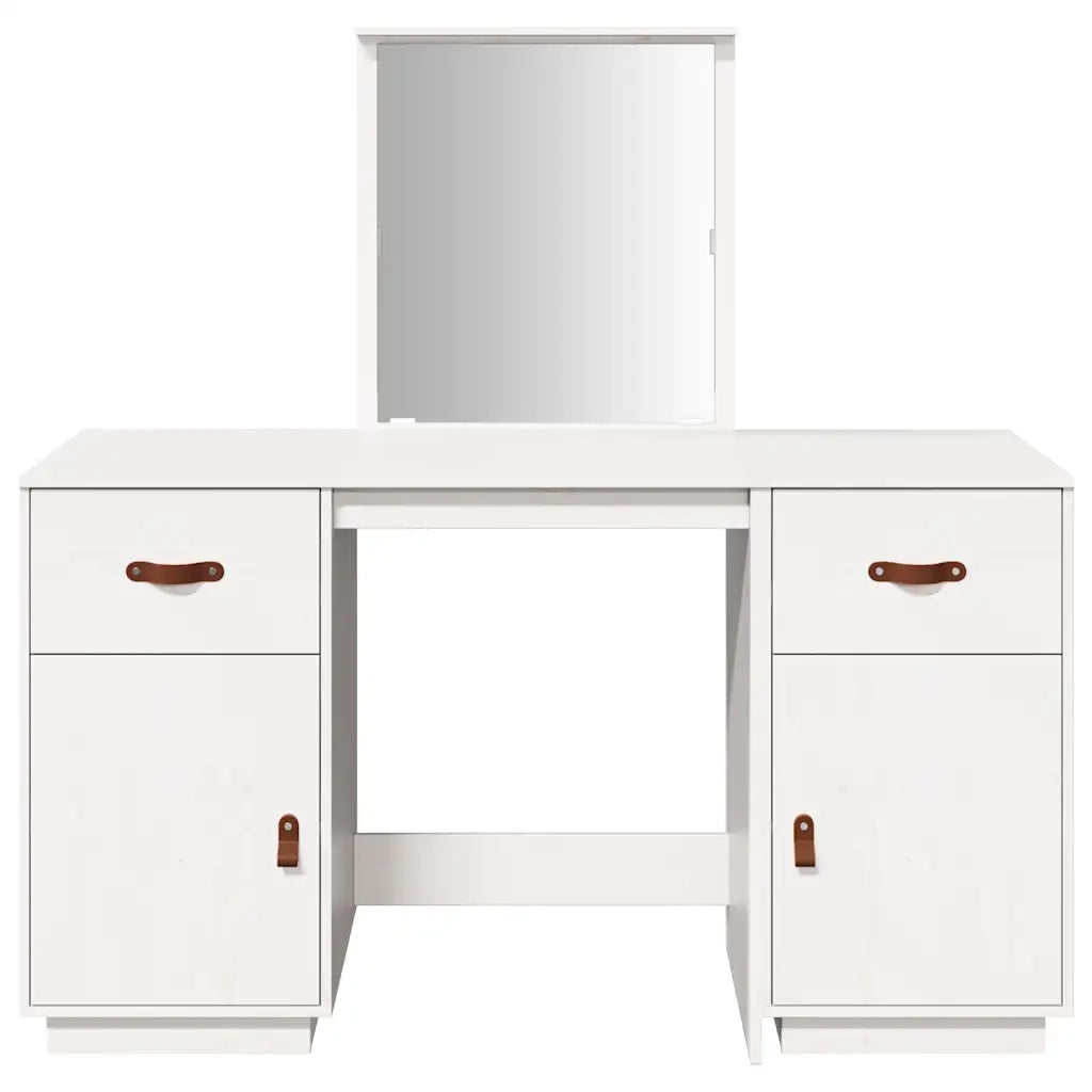 Set Toeletta con Specchio Bianco in Legno Massello di Pino cod mxl 65185