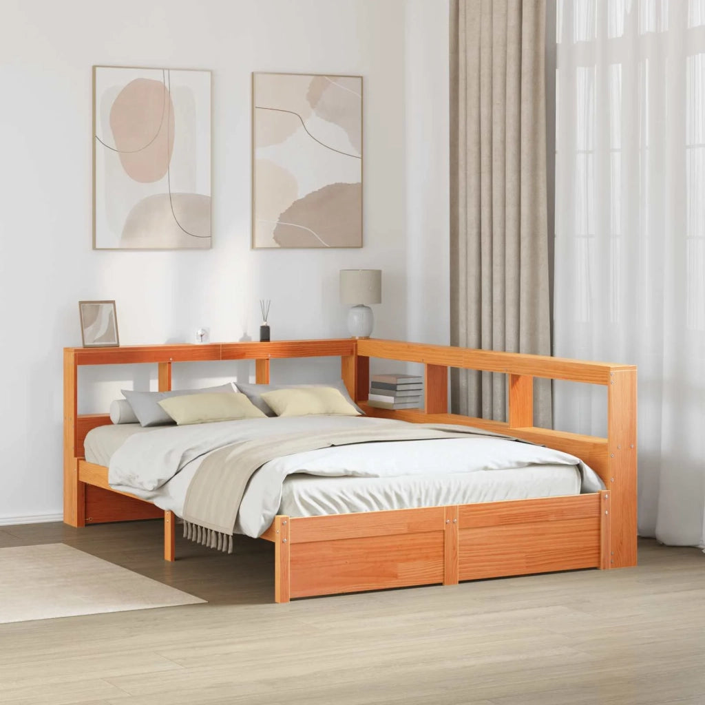 Letto Libreria con testiera 2 pcs Marrone cerato 200 x 150 cm 3422723