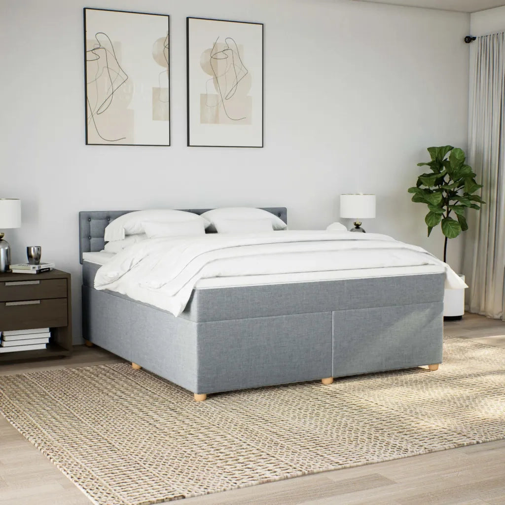 Giroletto a Molle con Materasso Grigio Chiaro180x200 cm Tessuto 3289073